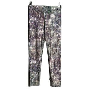 Terez Pants Womens Small Tall Band Leggings Multi Crystalized Broken Glass Print